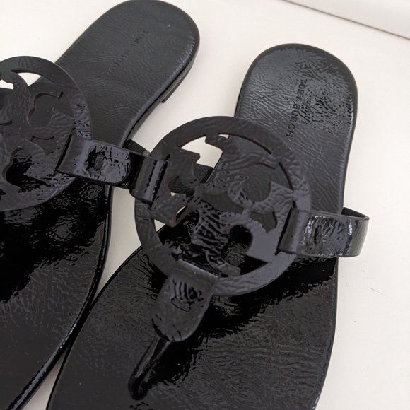 EUC! Tory Burch Miller Sandal In Black Patent Leather Size 7.5 - Picture 4 of 16